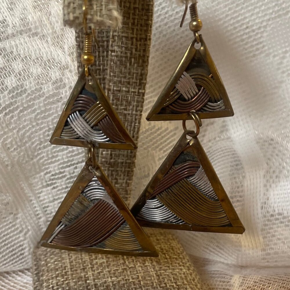 Sundance Artisan Triangle Wire Inlay Earrings